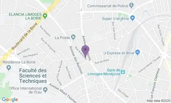 Localisation Banque Postale Agence de Limoges Brantome