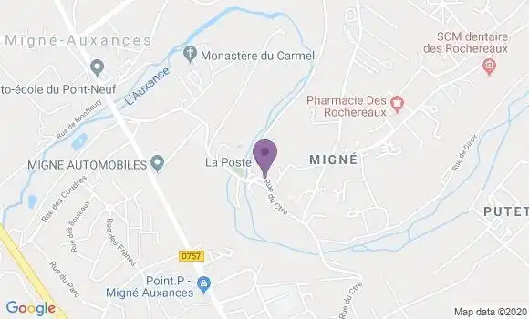Localisation Banque Postale Agence de Migné Auxances