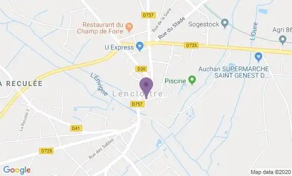 Localisation Banque Postale Agence de Lencloître