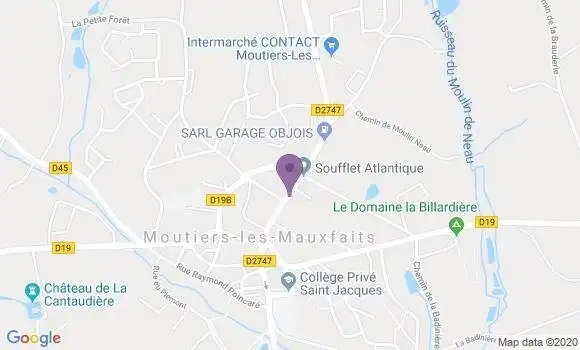 Localisation Banque Postale Agence de Moutiers les Mauxfaits