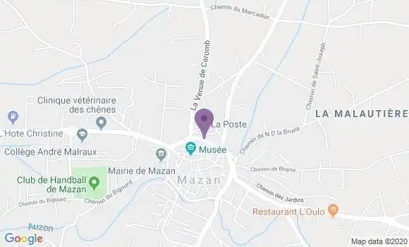 Localisation Banque Postale Agence de Mazan