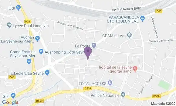 Localisation Banque Postale Agence de La Seyne sur Mer Berthe