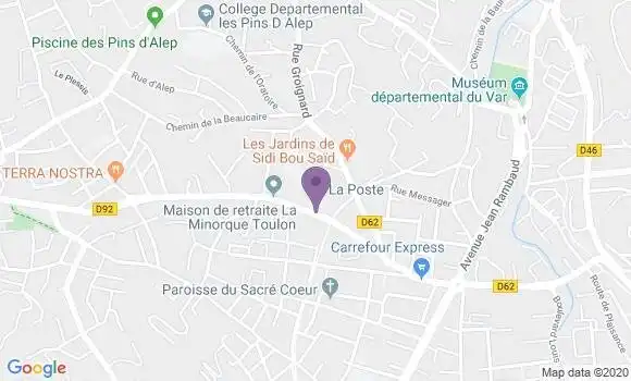 Localisation Banque Postale Agence de Toulon les Routes