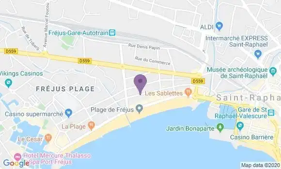 Localisation Banque Postale Agence de Fréjus Plage
