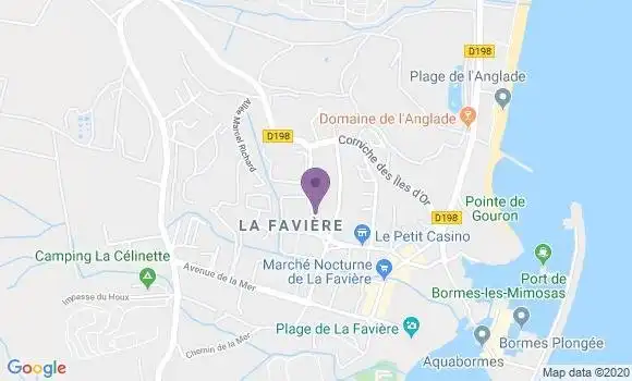 Localisation Banque Postale Agence de Bormes les Mimosas la Favière