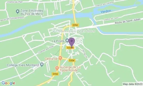 Localisation Banque Postale Agence de Vinon sur Verdon