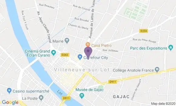 Localisation LCL Agence de Villeneuve sur Lot