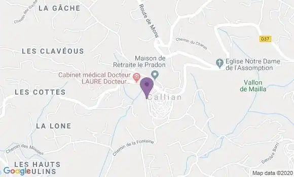 Localisation Banque Postale Agence de Callian