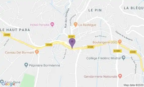 Localisation Banque Postale Agence de Bormes les Mimosas