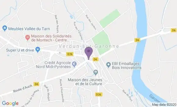 Localisation Banque Postale Agence de Verdun sur Garonne