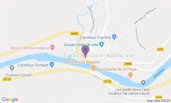 Localisation Banque Postale Agence de Saint Antonin Noble Val