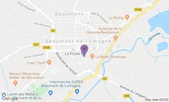 Localisation Banque Postale Agence de Beaumont de Lomagne