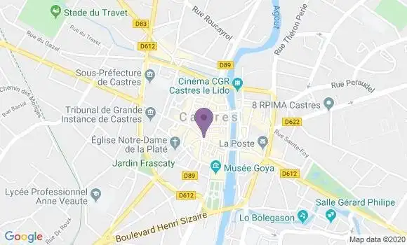 Localisation Banque Postale Agence de Castres Lameilhé