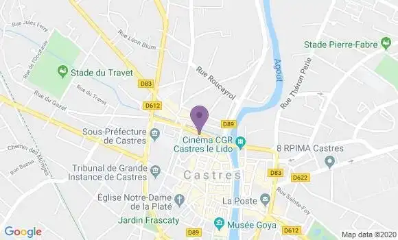 Localisation Banque Postale Agence de Castres l
