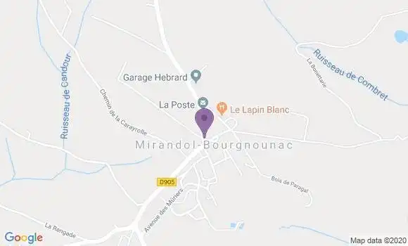 Localisation Banque Postale Agence de Mirandol Bourgnounac