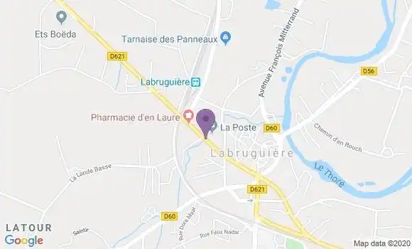Localisation Banque Postale Agence de Labruguière