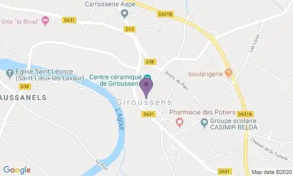 Localisation Banque Postale Agence de Giroussens