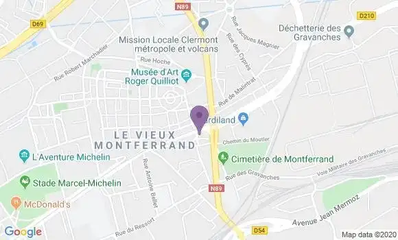 Localisation LCL Agence de Clermont Ferrand Montferrier