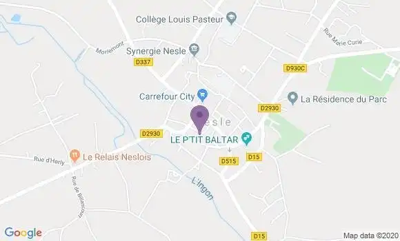 Localisation Banque Postale Agence de Nesle