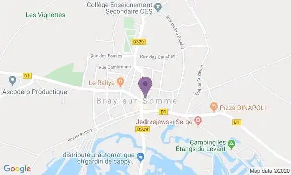 Localisation Banque Postale Agence de Bray sur Somme
