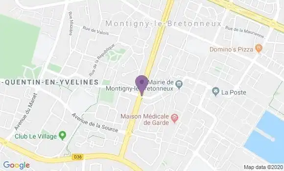 Localisation Banque Postale Agence de Montigny le Bretonneux