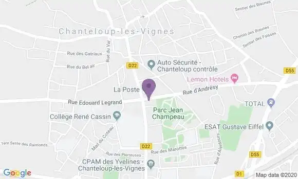 Localisation Banque Postale Agence de Chanteloup les Vignes