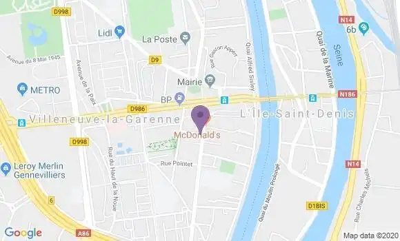 Localisation LCL Agence de Villeneuve la Garenne Galliéni