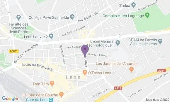 Localisation LCL Agence de Lens