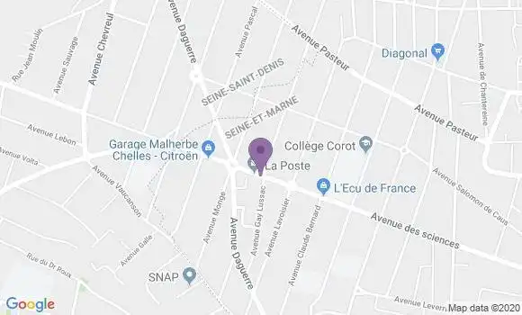 Localisation Banque Postale Agence de Chelles les Coudreaux