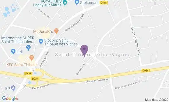 Localisation Banque Postale Agence de Saint Thibault des Vignes