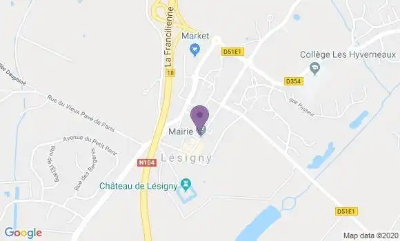 Localisation Banque Postale Agence de Lésigny