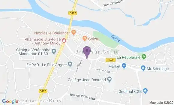 Localisation Banque Postale Agence de Bray sur Seine