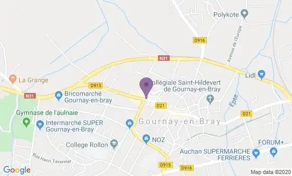 Localisation Banque Postale Agence de Gournay en Bray