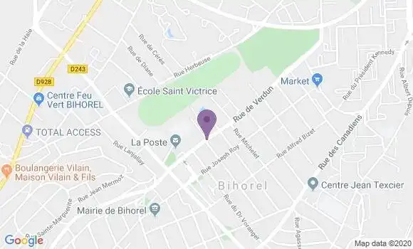 Localisation Banque Postale Agence de Bihorel