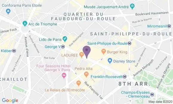 Localisation Banque Postale Agence de Paris Champs Elysées