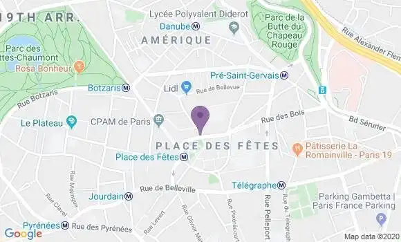 Localisation Banque Postale Agence de Paris Place des Fêtes