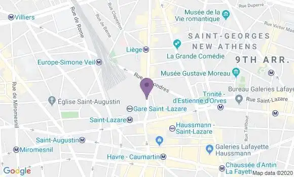 Localisation Banque Postale Agence de Paris Saint Lazare
