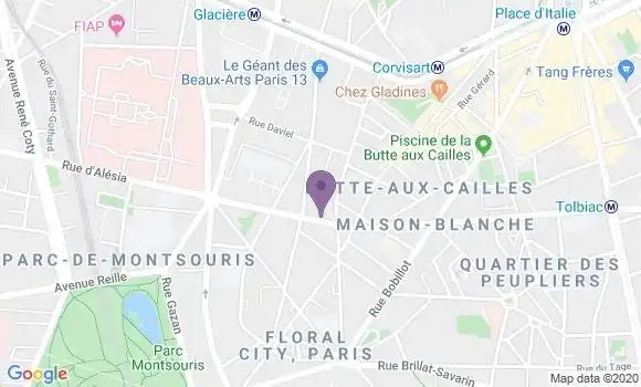 Localisation Banque Postale Agence de Paris Butte aux Cailles