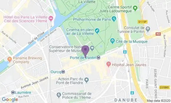 Localisation Banque Postale Agence de Paris Parc de la Villette
