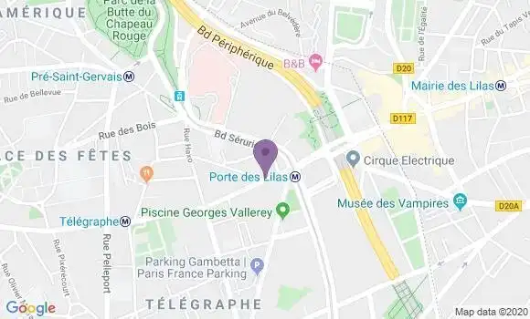 Localisation Banque Postale Agence de Paris les Tourelles