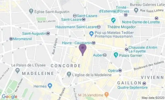 Localisation Banque Postale Agence de Paris Madeleine