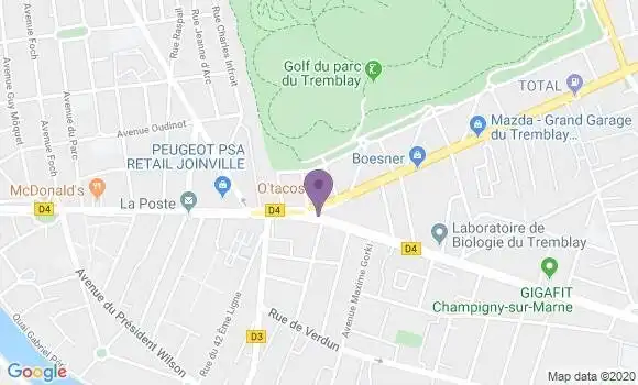 Localisation LCL Agence de Champigny sur Marne la Fourchet