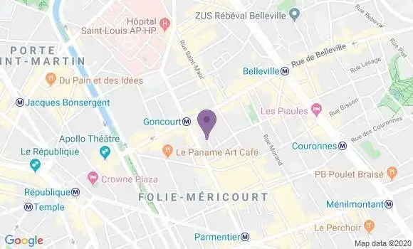 Localisation Banque Postale Agence de Paris Goncourt