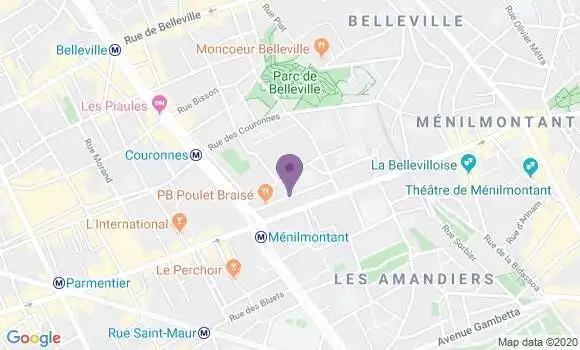 Localisation Banque Postale Agence de Paris Ménilmontant