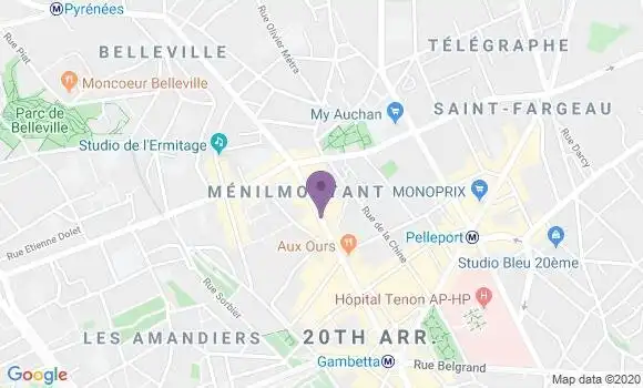 Localisation Banque Postale Agence de Paris Pyrénées