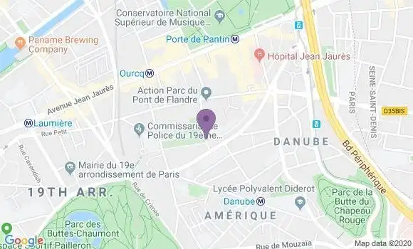 Localisation Banque Postale Agence de Paris Buttes Chaumont