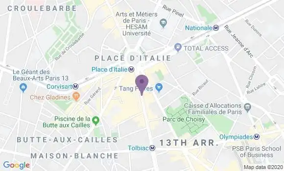 Localisation Banque Postale Agence de Paris Italie
