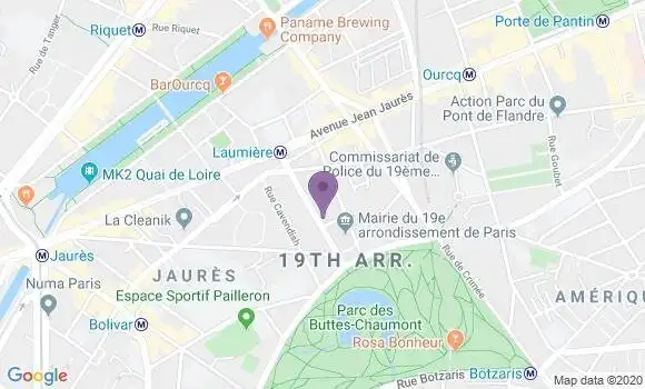 Localisation Banque Postale Agence de Paris Laumière
