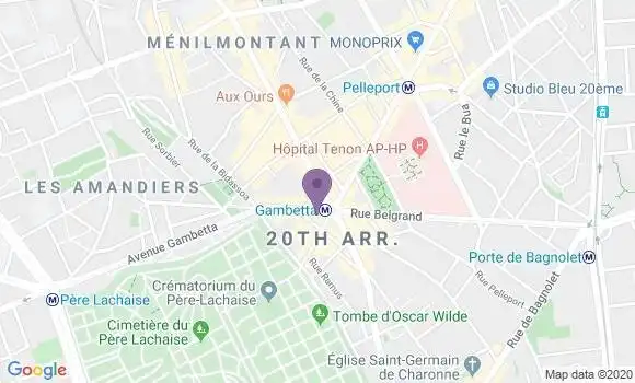 Localisation Banque Postale Agence de Paris Place Gambetta