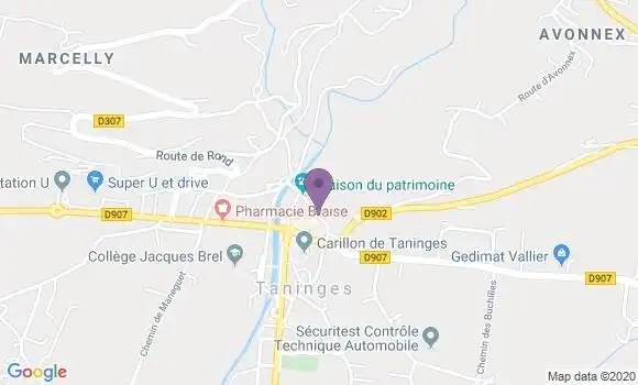 Localisation Banque Postale Agence de Taninges